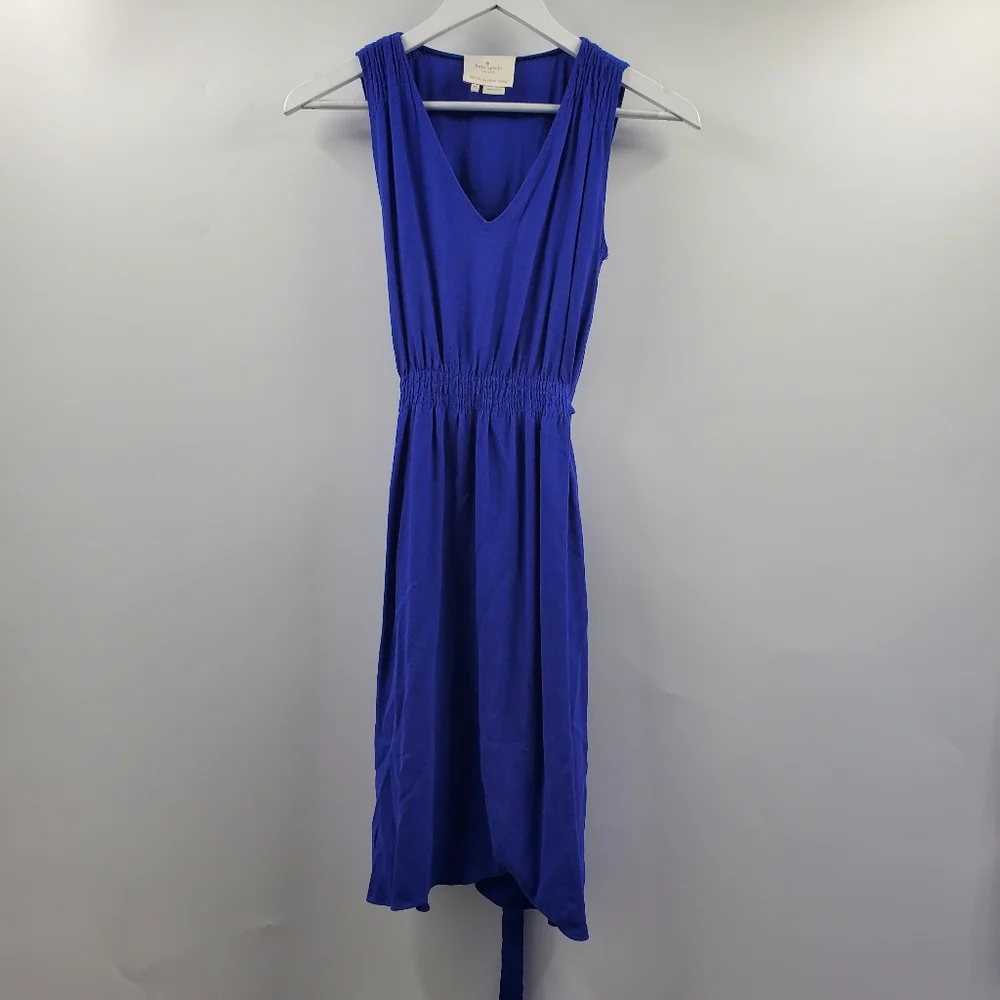 Kate Spade Blue Sundress V Neck Belted Gauzy